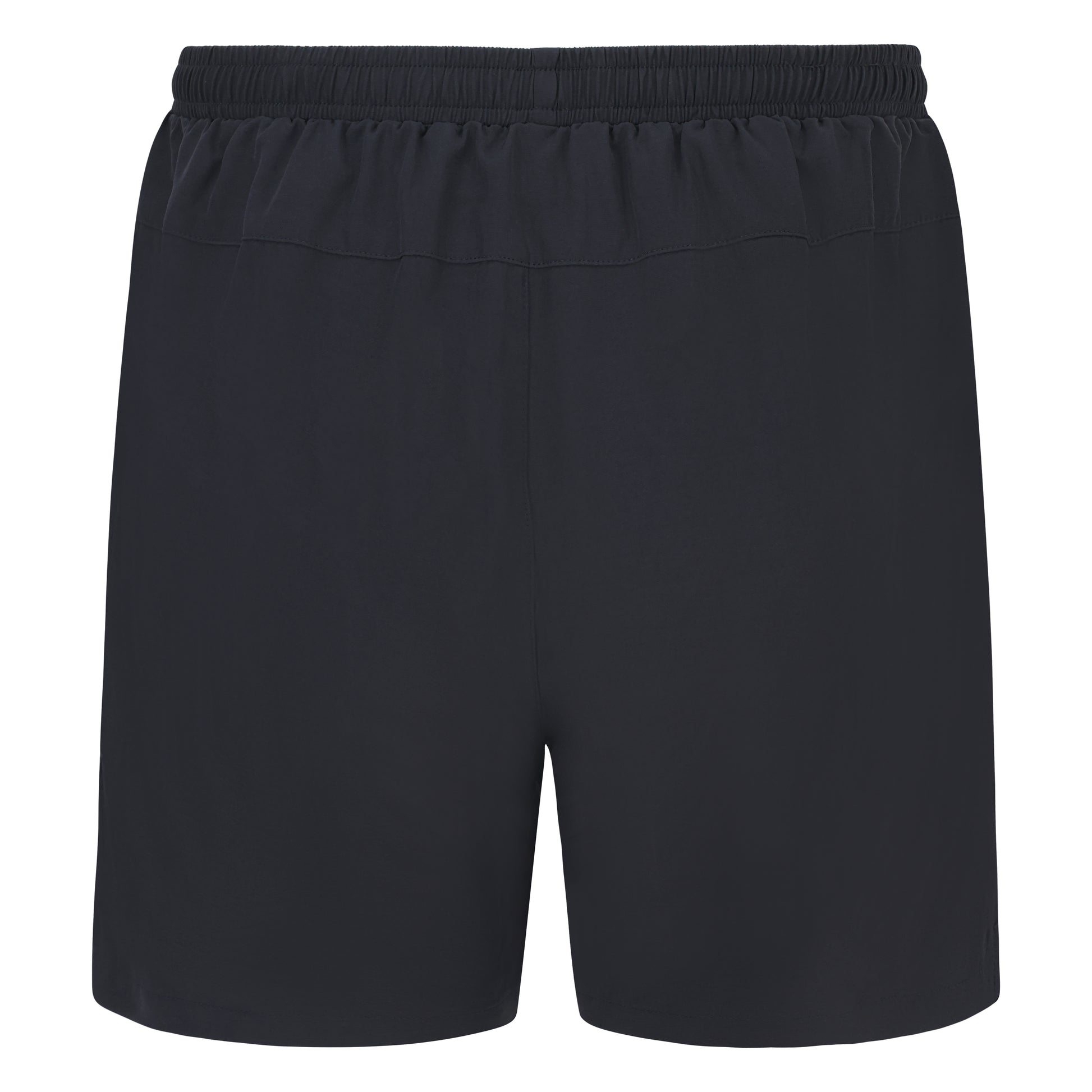 Back view of black Court10 Performance Shorts on a white background