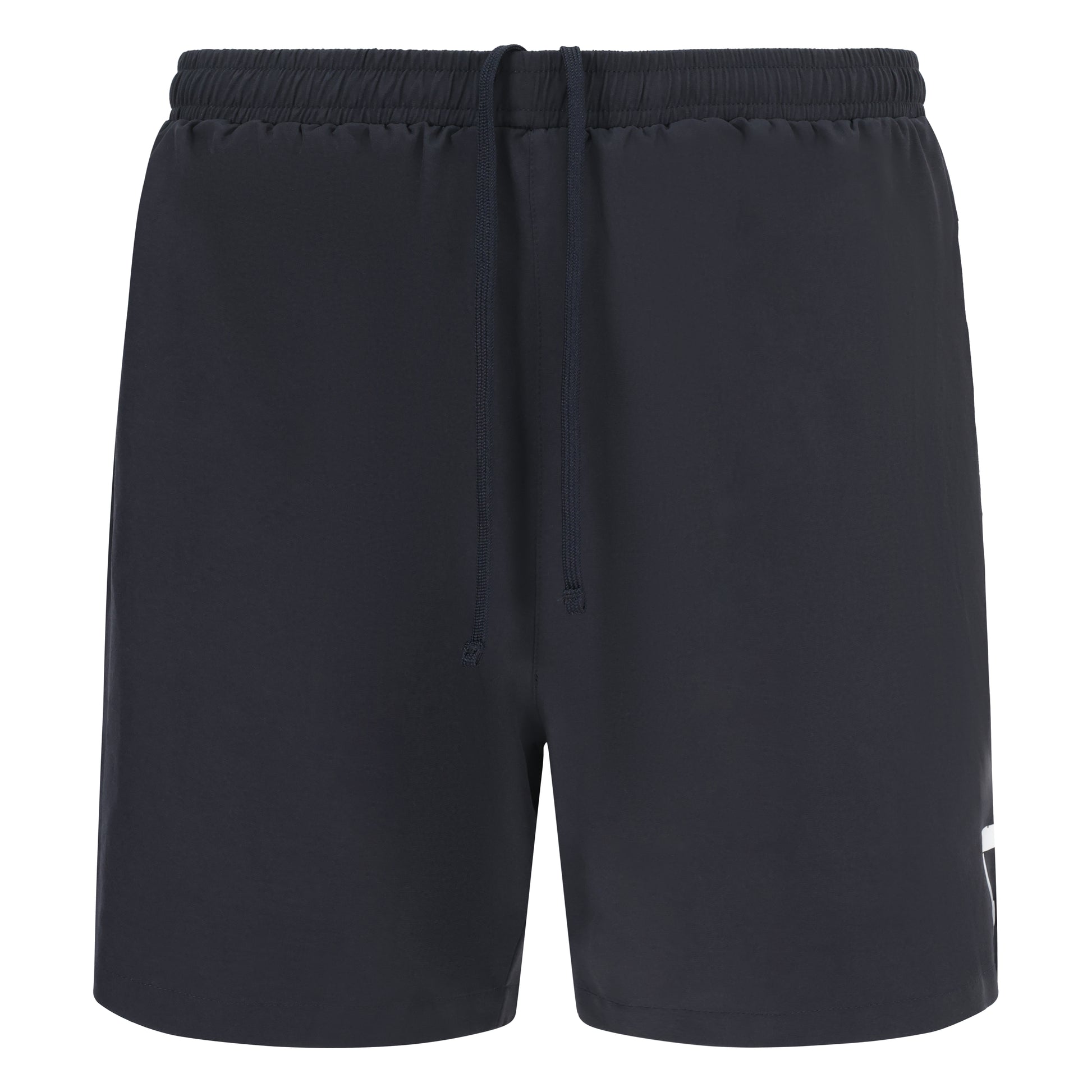 Front view of black Court10 Performance Shorts on a white background
